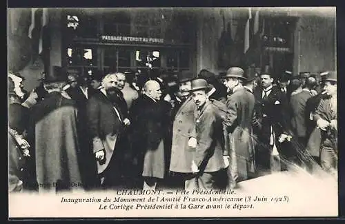 AK Chaumont, Fête Présidentielle, Inauguration du Monument de l`Amitié Franco-Américaine, 3 Juin 1923