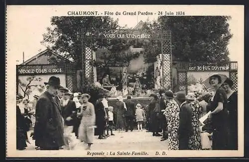 AK Chaumont, Fête du Grand Pardon, Reposoir, La Sainte-Famille, 24 juin 1934