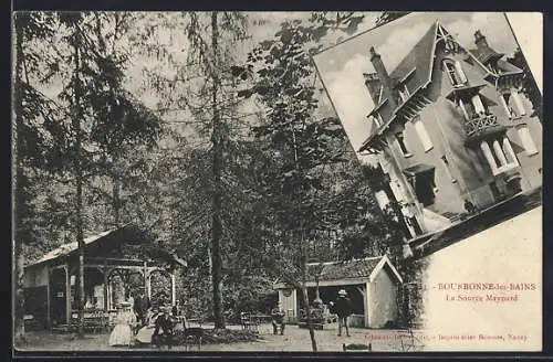 AK Bourbonne-les-Bains, La Source Maynard et pavillon dans la forêt