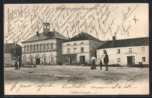 AK Andelot, Place et Hôtel de Ville avec passants