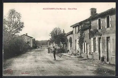 AK Allichamps /Hte.-Marne, Grand`Rue avec habitants et maisons en pierre