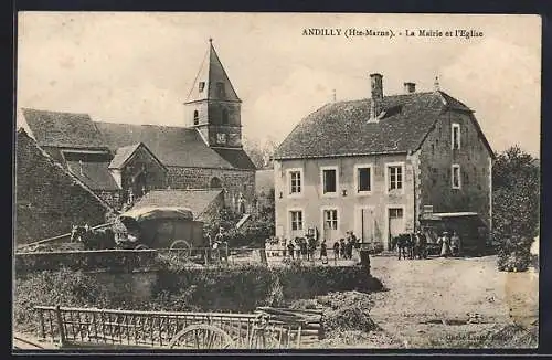 AK Andilly /Hte-Marne, La Mairie et l`Église