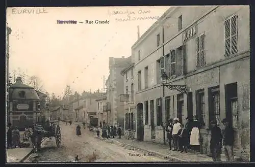 AK Eurville, Rue Grande avec habitants et charrette