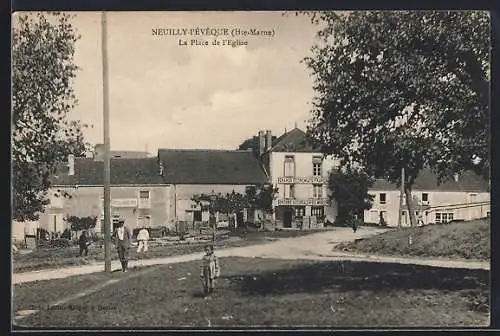 AK Neuilly-l`Évêque /Hte-Marne, La Place de l`Église