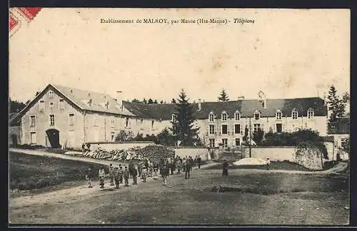AK Malroy /Meuse, Établissement avec groupe de personnes devant le bâtiment