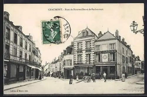 AK Chaumont, Rues de Buxereuilles et de Reclancourt avec Café Parisien et brasserie