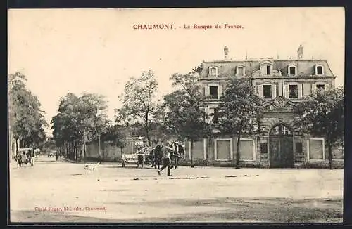 AK Chaumont, La Banque de France avec une calèche devant l`entrée