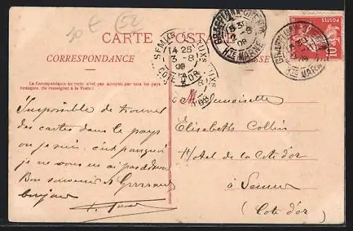 AK Graffigny, Rue du Chêne avec bâtiments historiques et passante