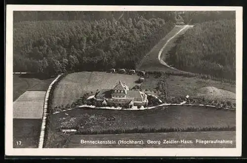 AK Benneckenstein /Hochharz, Georg Zeidler-Haus, Fliegeraufnahme