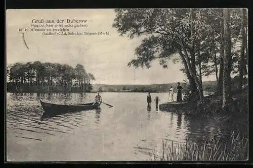 AK Bestensee, Ruderpartie auf dem Huscht-See
