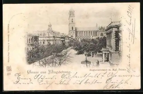 AK Magdeburg, Augustastrasse m. Kgl. Palais