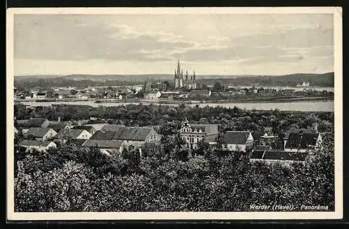 AK Werder / Havel =, Panorama mit Kirche