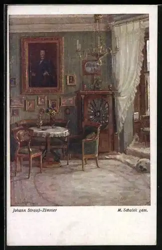 AK Zimmer des Musikers Johann Strauss