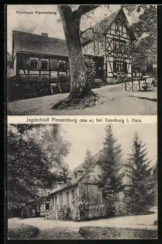 AK Ilsenburg im Harz, Gasthaus Forsthaus Plessenburg, Jagdschloss Plessenburg