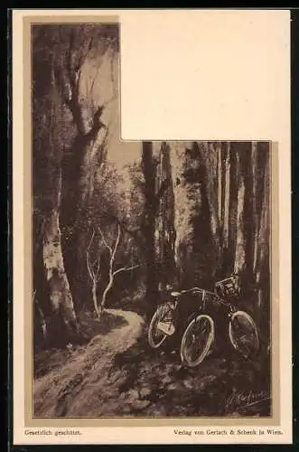 AK zwei Fahrräder im Wald