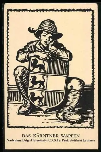 AK Junger Mann mit Kärntner Wappen