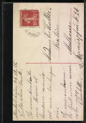 AK Skifahrerin mit Geldsäcken und Kalenderblatt, Neujahrsgruss