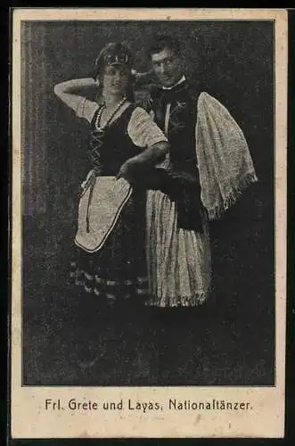 AK Fräulein Grete und Layas, Nationaltänzer