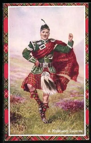 Künstler-AK A Highland Dancer, Schotte tanzt im Kilt