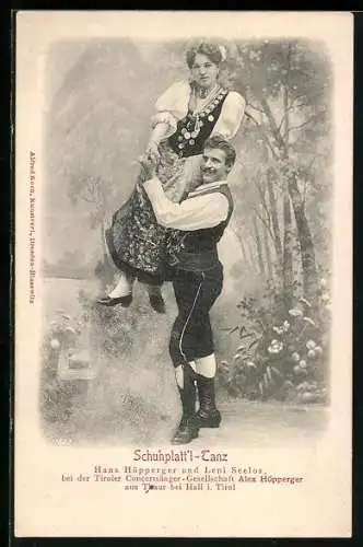 AK Paar in Tracht beim Schuhplatt`l-Tanz