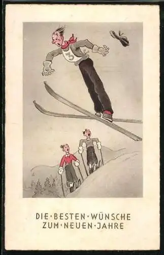 AK Mann mit Startnummer 3 beim Skirennen