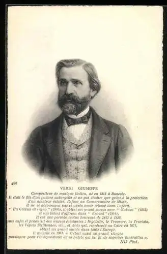 AK Compositeur italien Verdi Giuseppe, né à Roncole