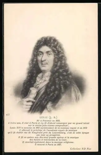 Künstler-AK J. B. Lulli, Surintendant de la musique royale de Louis XIV