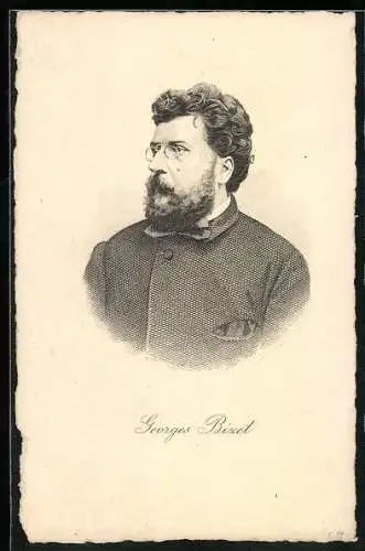 Künstler-AK Georges Bizet im Porträt mit Brille