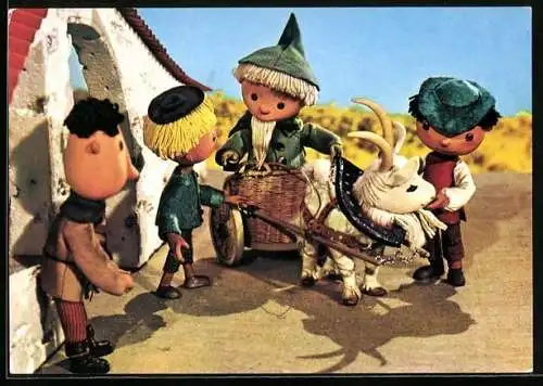 AK Sandmann bei Bauern auf einem Ziegenwagen