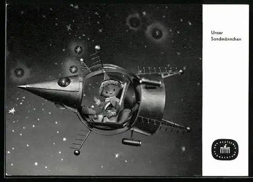AK Unser Sandmännchen, Sandmann in einer Rakete