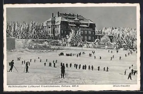 AK Friedrichsbrunn /Ostharz, Heilstätte, Winterfreuden