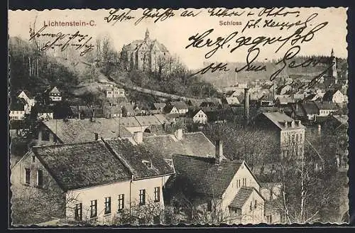 AK Lichtenstein-Callnberg, Stadtansicht mit Schloss