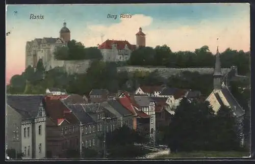 AK Ranis, Teilansicht mit Burg Ranis