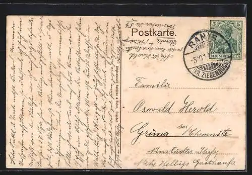 AK Ranis, Teilansicht mit Burg Ranis