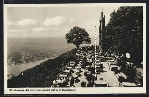 AK Drachenfels, Weinterrasse des Hotel-Restaurant
