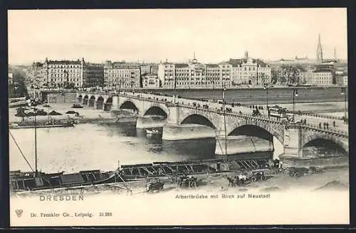 AK Dresden, Albertbrücke, Blick auf Neustadt