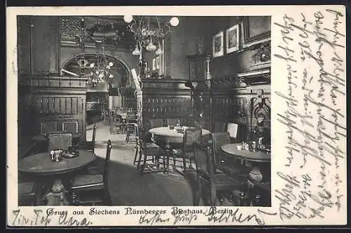 AK Berlin, Restaurant Siechens Nürnberger Bierhaus, Innenansicht, Behrenstrasse 24