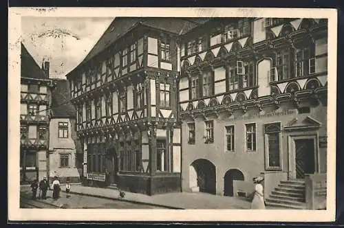 AK Halberstadt, Restaurant Ratskeller, Königshotel, Fachwerkhaus