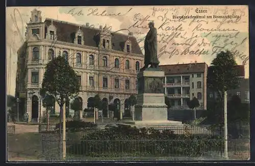 AK Essen / Ruhr, Bismarckdenkmal am Bismarckplatz