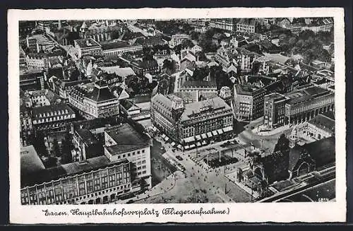 AK Essen / Ruhr, Hauptbahnhofsvorplatz, Fliegeraufnahme