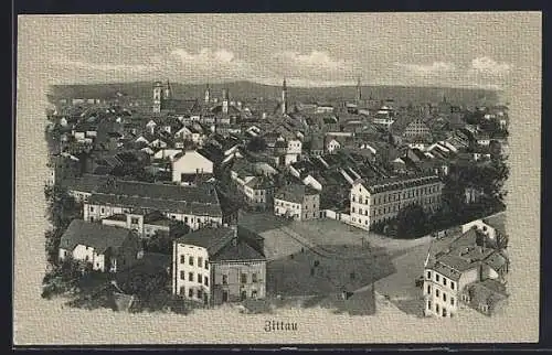 Lithographie Zittau, Stadtansicht