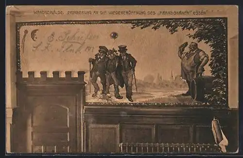 AK Essen, Wandgemälde im Franziskaner, Steelerstrasse 11, Inh. Robert Hoppenkamps