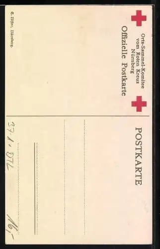 AK Nürnberg, Rotes Kreuz-Sammlung mit Weihnachtsgruss 1915, Deutscher Soldat mit Lebkuchen