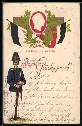 AK Berlin, 3. Garde-Regiment zu Fuss, Soldat mit Gewehr