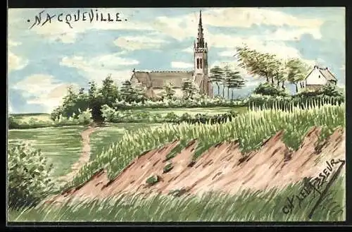 Künstler-AK Handgemalt: Nacqueville, Panorama