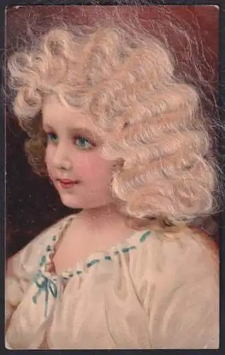 Echt-Haar-AK Mädchen mit blonden Locken