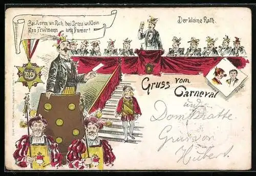 Lithographie Carneval mit dem Elferrat: Bei Aerm und Rich, bei Gross un Klein...