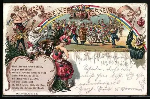 Lithographie Köln a. Rh., Umzug auf dem Carneval