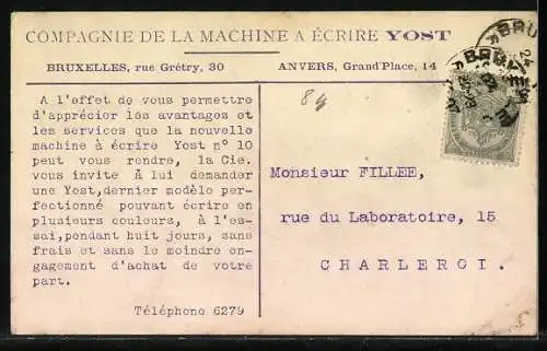 Künstler-AK Zwei Kinder an einer Schreibmaschine, Reklame Compagnie de la machine a Écrire Yost