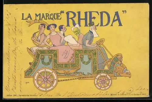 Künstler-AK Auto La Marque Rheda, Automobil-Reklame